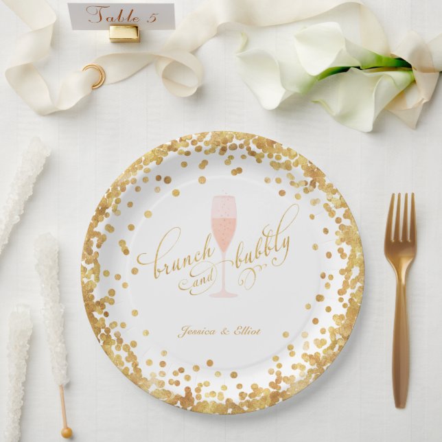 Brunch & Bubbly Engagement | Bachelorette | Shower Paper Plates (Wedding)