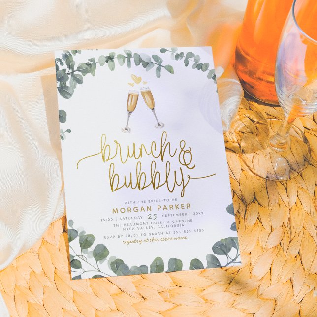  Brunch & Bubbly Eucalyptus Greenery Bridal Shower Invitation (Creator Uploaded)
