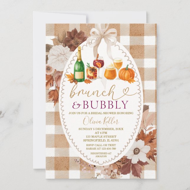 Brunch & Bubbly Fall Cocktail Bridal Shower Invitation (Front)
