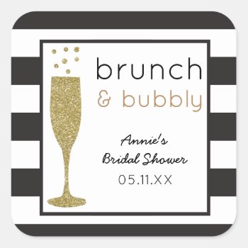 Brunch & Bubbly Faux Glitter Bridal Shower Sticker by DearHenryDesign at Zazzle