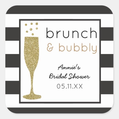 Brunch  Bubbly Faux Glitter Bridal Shower Sticker