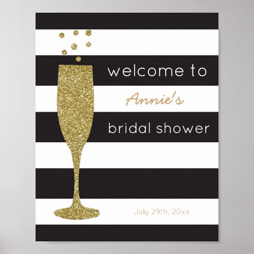 Brunch  Bubbly Faux Glitter Shower Welcome Sign
