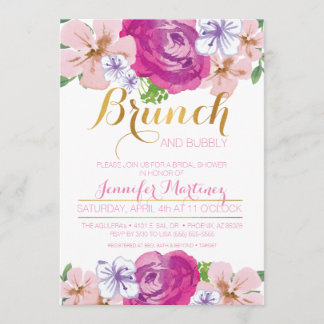 Brunch & Bubbly Floral Bridal Shower Card