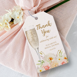 Brunch & Bubbly Floral Bridal Shower Favor Gift Tags