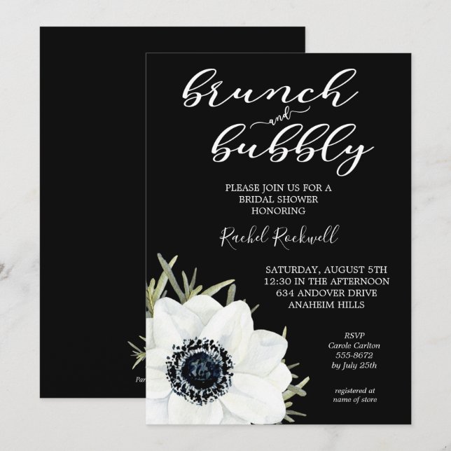 Brunch Bubbly Floral Bridal Shower Invitations (Front/Back)