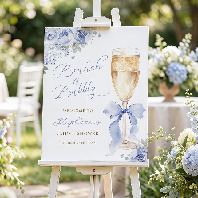 Brunch & Bubbly Floral Bridal Shower Welcome Sign (Creator Uploaded)