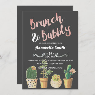 Brunch & Bubbly Floral Chalkboard Bridal Shower Invitation