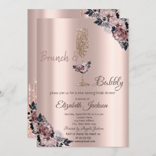  Brunch & Bubbly Floral Drips Bridal Shower  Invitation
