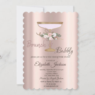 Brunch & Bubbly Floral Glass Bridal Shower Invitation