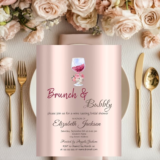  Brunch & Bubbly Floral Glass Drips  Invitation (Creator Uploaded)
