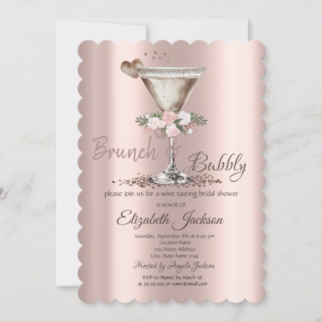  Brunch & Bubbly Floral Martini Bridal Shower   Invitation (Front)
