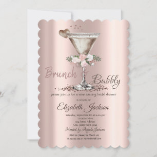 Brunch & Bubbly Floral Martini Bridal Shower Invitation