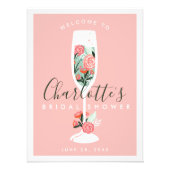 Brunch & Bubbly Floral Pink Welcome Bridal Shower Photo Print (Front)