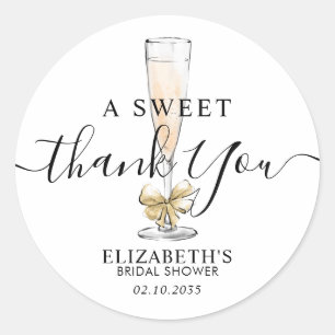 Brunch Bubbly Flute Sweet Thank You Bridal Shower Classic Round Sticker