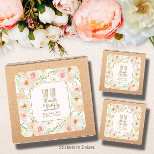 Brunch & Bubbly Garden Floral Bridal Shower Square Sticker