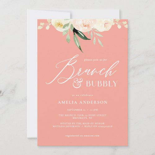 Brunch  bubbly green and peach watercolor floral