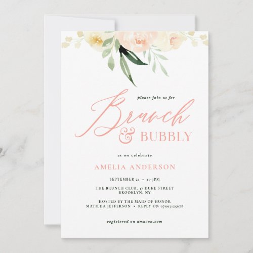 Brunch  bubbly green and peach watercolor floral