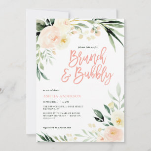 Brunch & bubbly green and peach watercolor floral