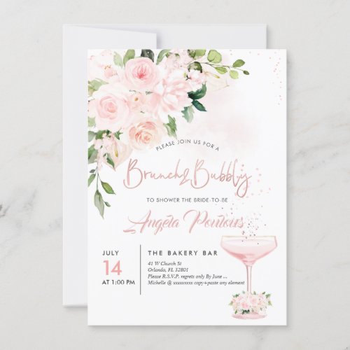 Brunch Bubbly H2 Blush Anthuriums Roses Peonies  Invitation
