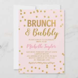 Brunch & Bubbly Invitation Pink & Gold