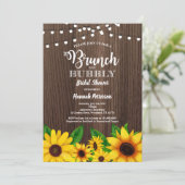 Brunch & Bubbly invitation Sunflower rustic (Standing Front)