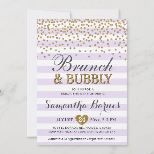 Brunch Bubbly Lavender Lilac Spring Bridal Shower Invitation