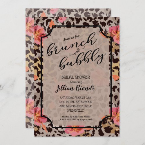 Brunch Bubbly Leopard Bridal Shower Invitation