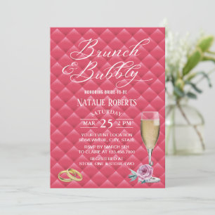 Brunch & Bubbly Luxury Pink Quilted Bridal Shower Invitation