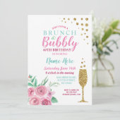 Brunch & Bubbly Pink Birthday Floral Invite (Standing Front)