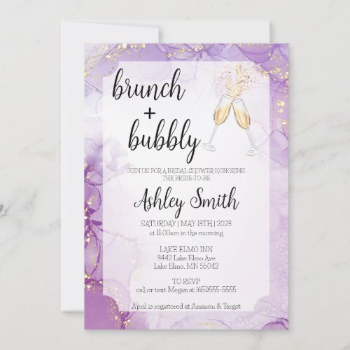 Brunch  Bubbly Purple Bridal Shower Invite