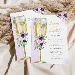 Brunch &amp; Bubbly Purple Gold Bridal Shower Invitation