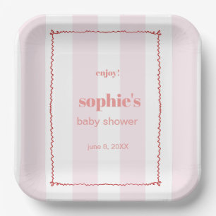 Brunch & Bubbly Red And Pink Retro Wavy Paper Plates