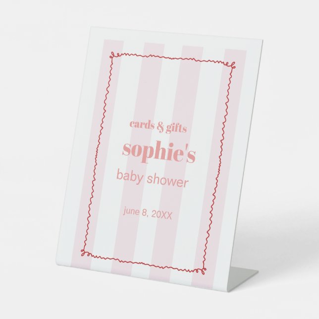 Brunch & Bubbly Red And Pink Wavy Cards & Gifts Pedestal Sign (Front)