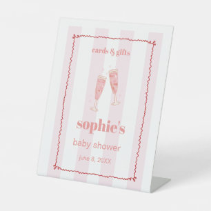 Brunch & Bubbly Red And Pink Wavy Cards & Gifts Pedestal Sign