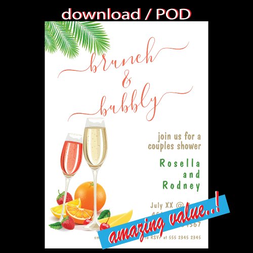 Brunch Bubbly Remarkable Budget Couples Shower Invitation