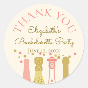 Brunch Bubbly Retro Bachelorette Party Thank You Classic Round Sticker