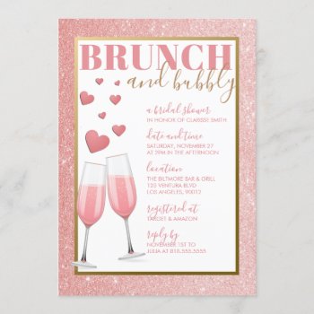 Brunch & Bubbly | Rose Gold Champagne Invitation by party_depot at Zazzle