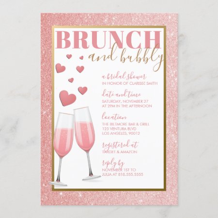 Brunch & Bubbly | Rose Gold Champagne Invitation