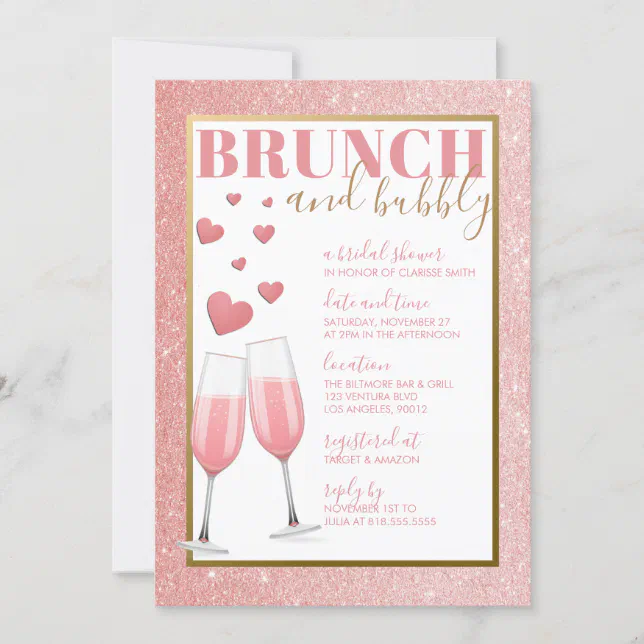 Brunch And Bubbly Rose Gold Champagne Invitation Zazzle 7777