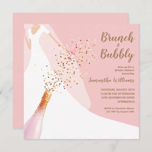 Brunch Bubbly Rose Quartz Bridal Shower Invitation