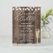 Brunch & Bubbly Rustic Baby's Breath Bridal Shower Invitation (Standing Front)