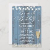 Brunch & Bubbly Rustic Dusty Blue Bridal Shower Invitation (Front)