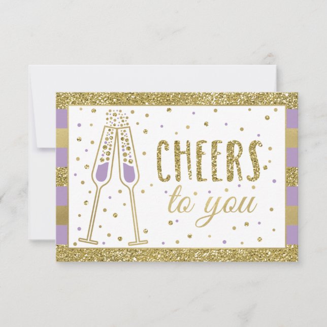 Brunch & Bubbly Shower Thank You Card Faux Glitter (Front)
