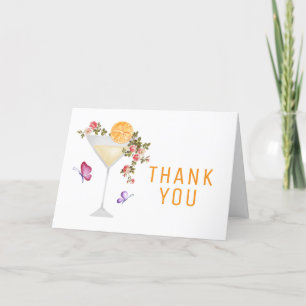 Brunch Bubbly Spring Floral Champagne Baby Shower Letterpress Thank You Card
