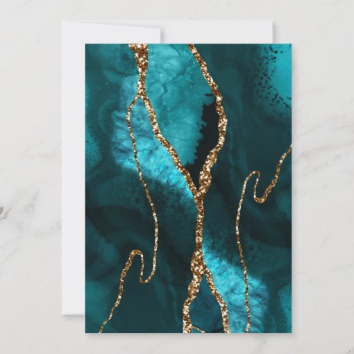 Brunch Bubbly Teal Gold Glitter Agate Shower Invitation | Zazzle