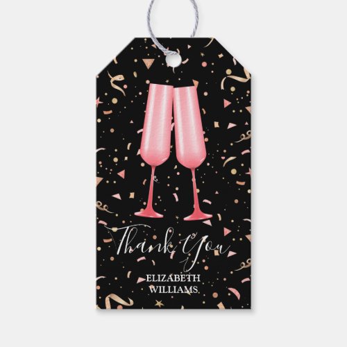 Brunch Bubbly Thank You Bridal Shower Black Gift Tags