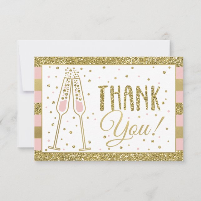 Brunch & Bubbly Thank You Card, Faux Glitter/Foil (Front)