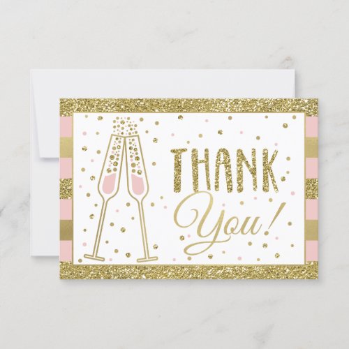 Brunch  Bubbly Thank You Card Faux GlitterFoil