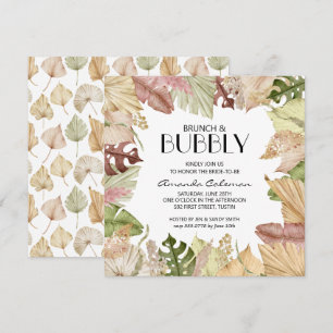Brunch Bubbly Tropical Leaves Bridal Shower Invite