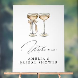 Brunch & Bubbly Watercolor Champagne Bridal Shower Acrylic Sign